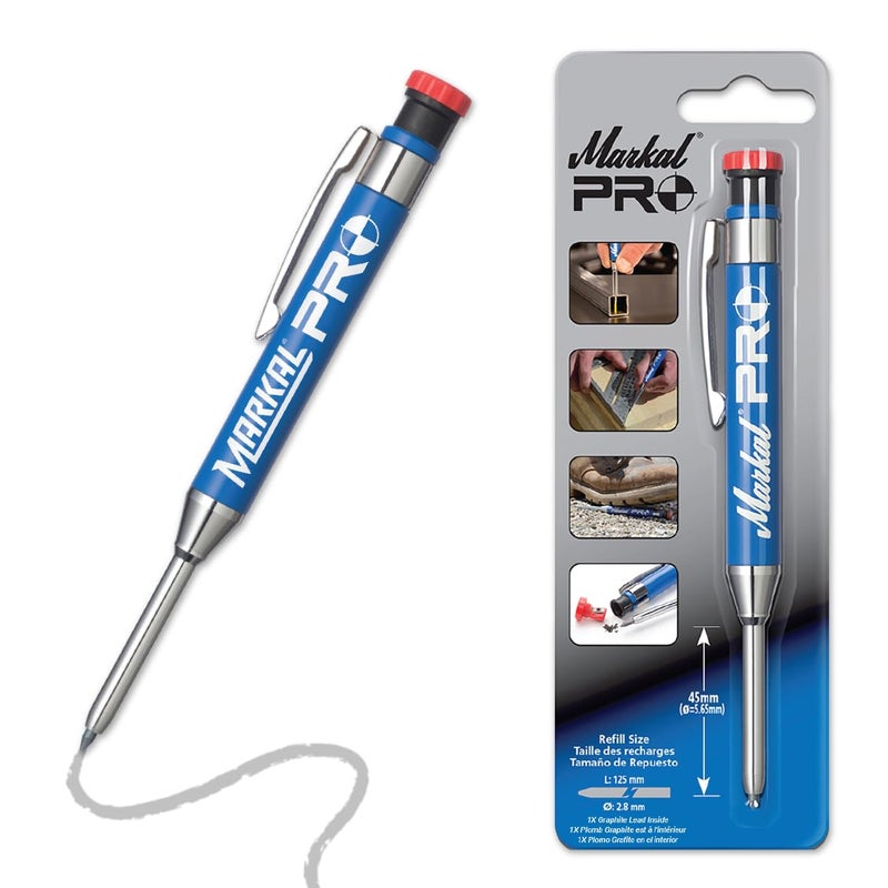 Markal 96270 - Markal PRO Holder with 1 Graphite Lead, Built-in Sharpener, 1 Click Advance, Heavy-Duty Metal Barrel Construction & Extended Needle-Nose Tip for Use in Toughest Jobs - Image 1